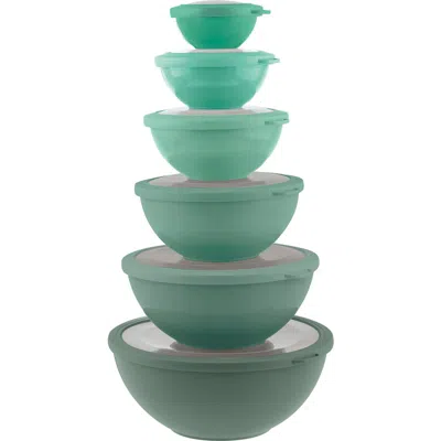 Phantom Chef 12-piece Assorted Plastic Mixing Bowls & Lids In Green