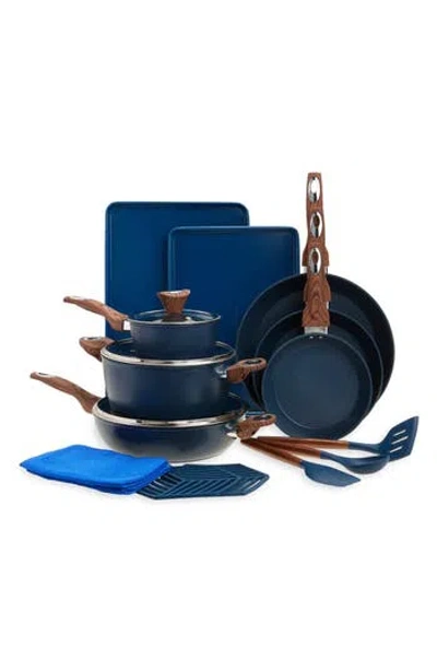 Phantom Chef Grove 18-piece Nonstick Ceramic Coated Cookware Set In Blue