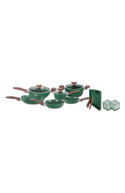 Phantom Chef Grove 18-piece Nonstick Ceramic Coated Cookware Set In Green