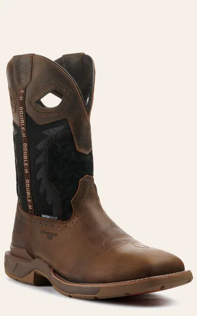Phantom Double H Men's  Rider Zenon Brown And Black Waterproof Wide Square Composite Toe Work Boots In Multi