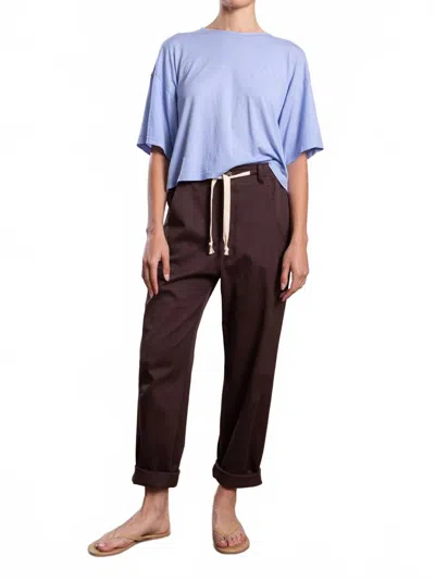 Pharaoh Claire Barrel Pant In Cotton Twill Bittersweet In Brown