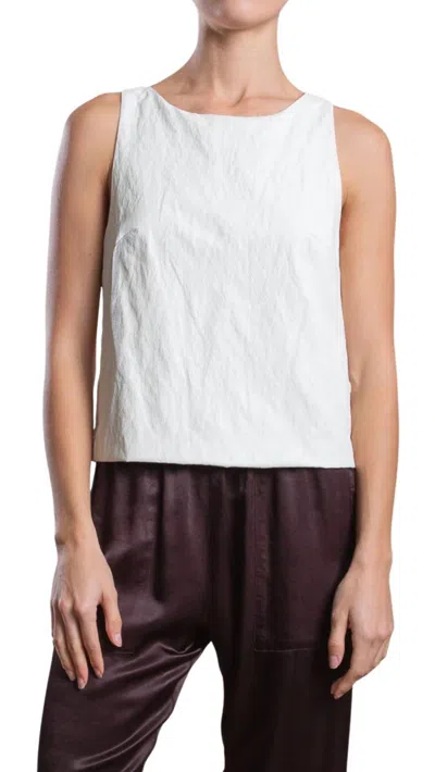 Pharaoh Elena Top In Faux Leather In Ivory In White