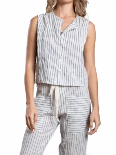 Pharaoh Jillian Sleeveless Top In Ivory In Blue