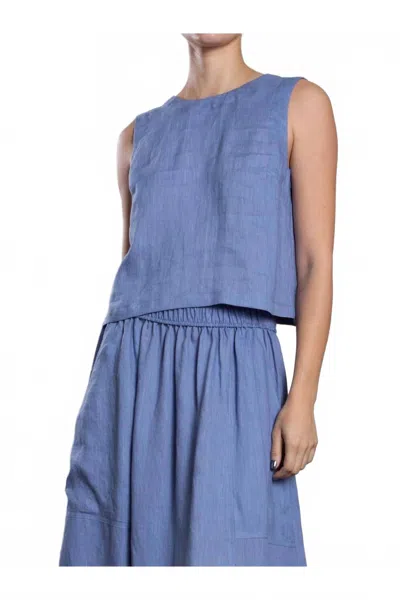 Pharaoh Tess French Linen Tank Top In Bay In Blue