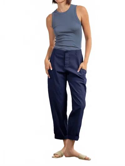 Pharaoh Torrance Washed Canvas Pant In Midnight In Blue