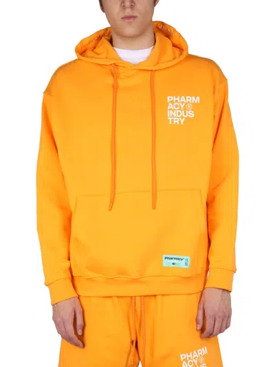 Pharmacy Industry Men's Logo Print Drawstring Hoodie In Orange