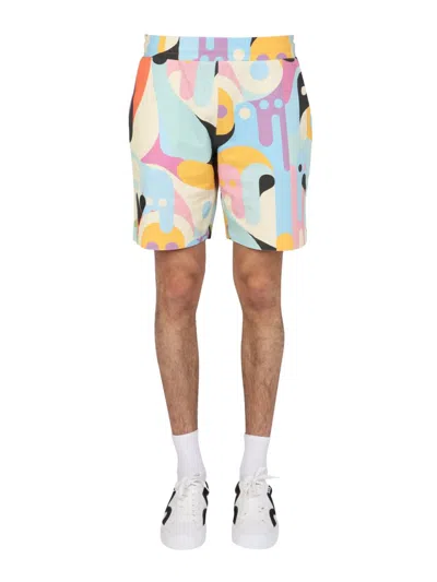 Pharmacy Industry Pique Bermuda Shorts With Print In Multicolour
