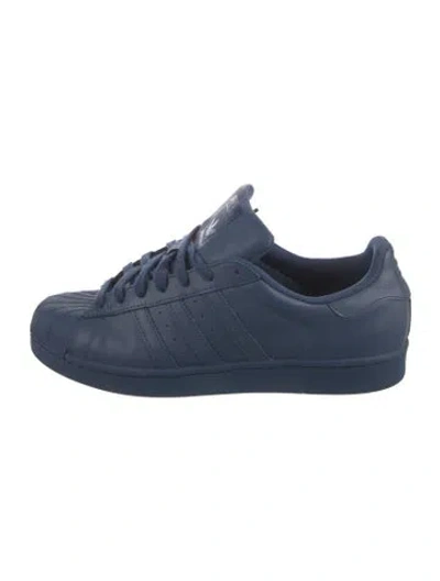 Pre-owned Pharrell Williams X Adidas Leather Sneakers In Blue