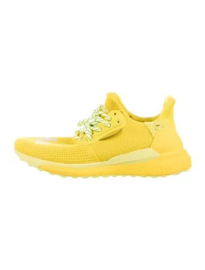 Pre-owned Pharrell Williams X Adidas Mesh Embroidered Accent Athletic Sneakers In Yellow