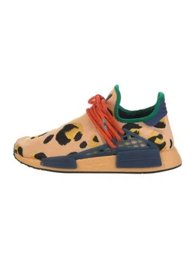 Pre-owned Pharrell Williams X Adidas Printed Leather Trim Embellishment Athletic Sneakers In Yellow