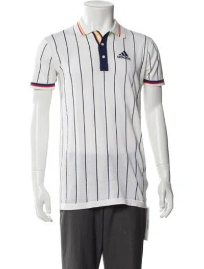 Pre-owned Pharrell Williams X Adidas Striped Collar Polo Shirt In White