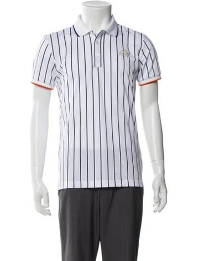 Pre-owned Pharrell Williams X Adidas Striped Collar Polo Shirt In White