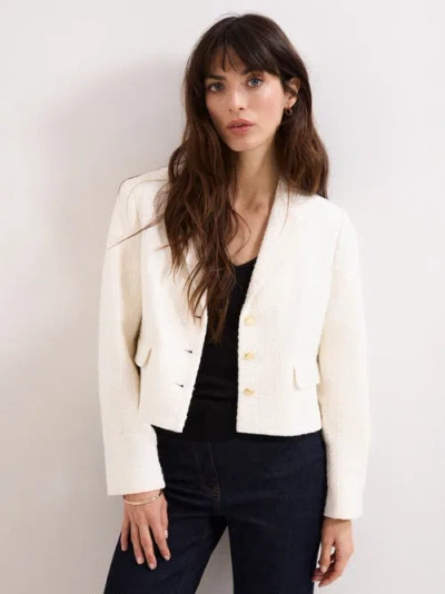 Phase Eight Adria Cropped Textured Jacket Blazer In White