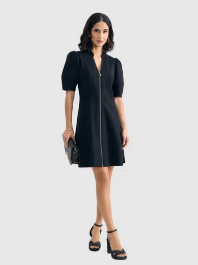 Phase Eight Alima Ponte Zip A-line Dress In Blue