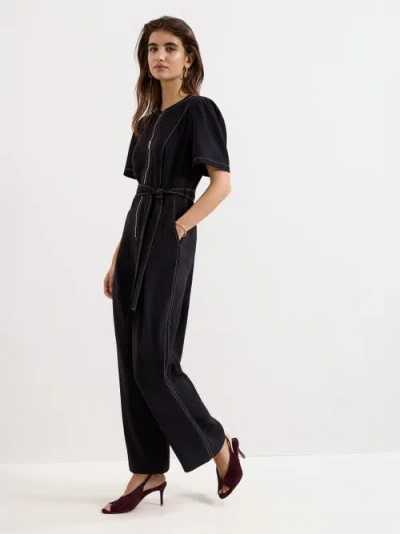 Phase Eight Alix Contrast Stitch Zip Jumpsuit In Black
