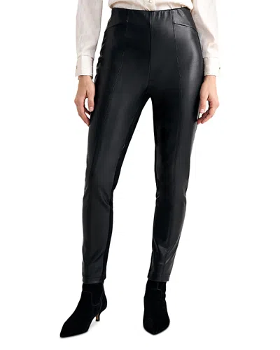Phase Eight Alora Faux Leather & Ponte Knit Mix Trousers In Black