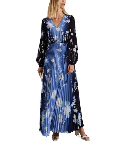 Phase Eight Annie Pleated Maxi Dress In Blue