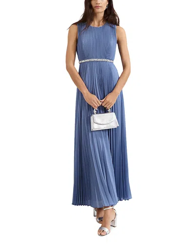 Phase Eight Womens Pale Blue Anora Gem-embellished Pleated Woven Maxi Dress