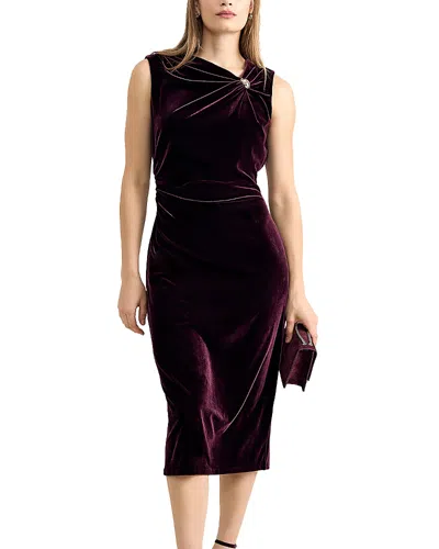 Phase Eight Bella Ruched Velvet Midi Dress In Burgundy
