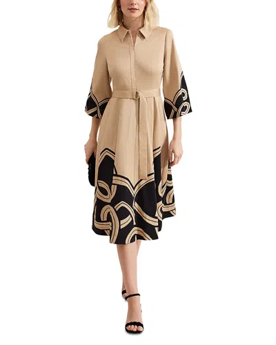 Phase Eight Breena Border Print Midi Dress In Neutral