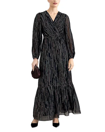 Phase Eight Caroline Metallic Maxi Dress In Black