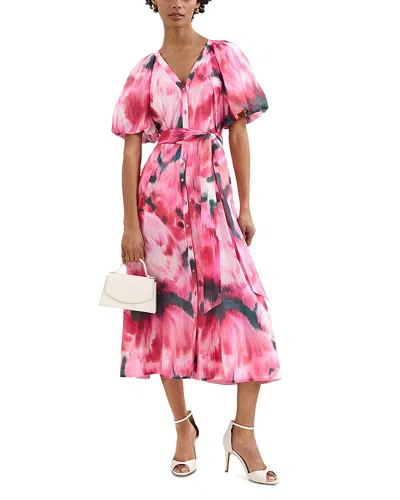 Phase Eight Womens Pink Caterina Floral-print Woven Midi Dress