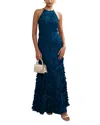 Phase Eight Womens Teal Charlene High-neck Textured Woven Maxi Dress In Multi