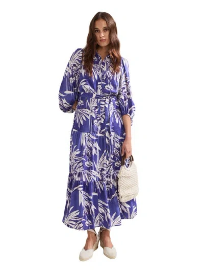 Phase Eight Coralie Print Shirt Midaxi Dress In Blue