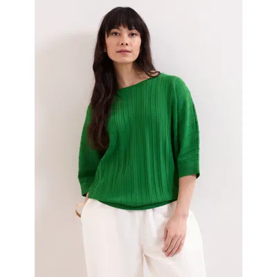 Phase Eight Cristine 3/4 Sleeve Rib Jumper In Green