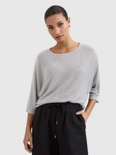 Phase Eight Cristine Metallic Knitted Jumper In Silver