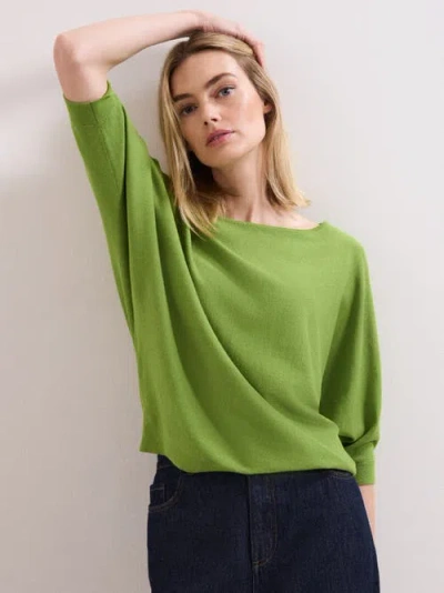 Phase Eight Cristine Slash Neck Knit Jumper In Green