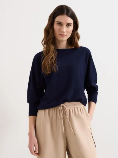 Phase Eight Cristine Slash-neck Knitted Jumper In Blue