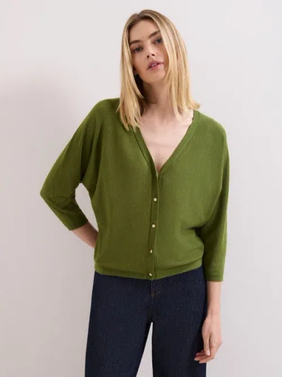 Phase Eight Cristine V-neck Button-up Cardigan In Green