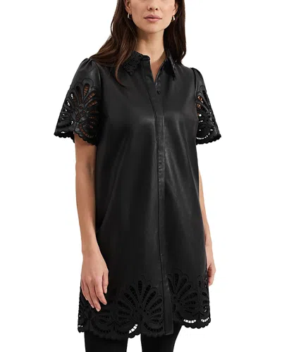 Phase Eight Cutwork Faux Leather Dress In Black