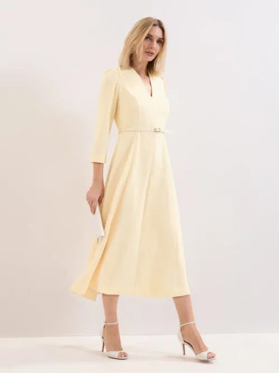 Phase Eight Danielle Belted Midi Dress In Yellow