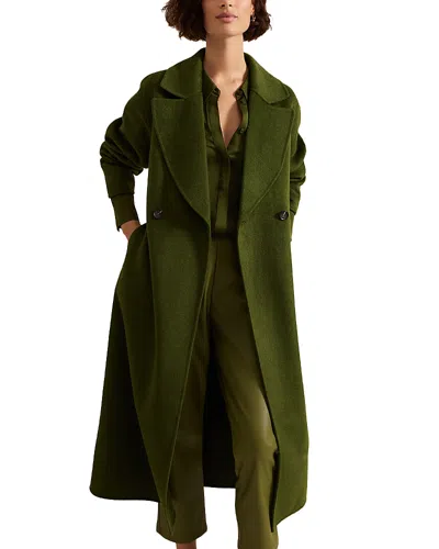 Phase Eight Darcy Belted Long Coat In Green