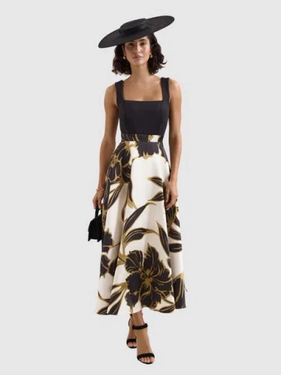 Phase Eight Delie Floral Fit Flare Midi Dress In Brown