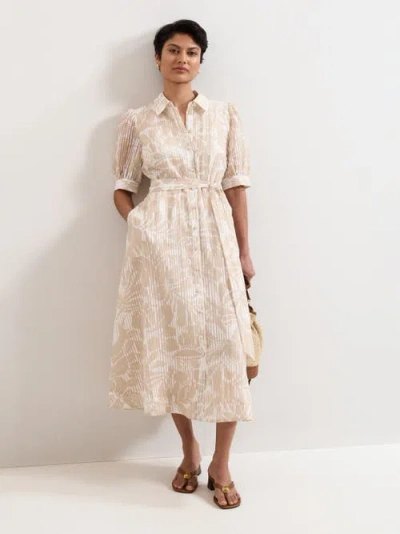Phase Eight Delphine Belted Midi Shirt Dress In Neutral