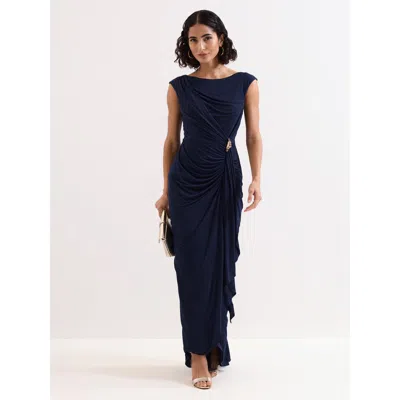 Phase Eight Donna Ruched Detail Maxi Dress In Blue