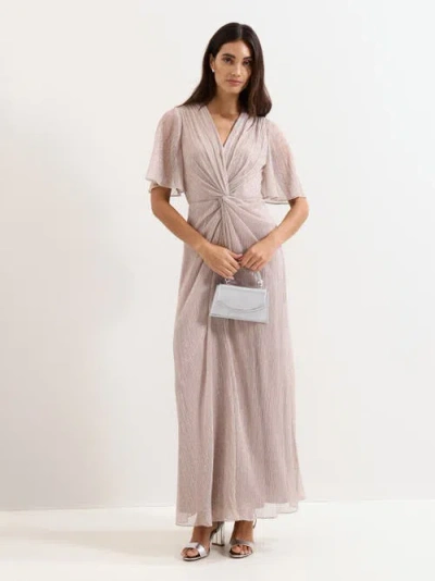 Phase Eight Dorinda Metallic Twist Front Maxi Dress In Neutral