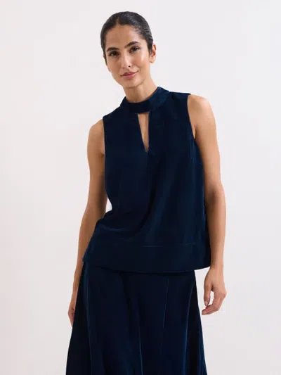 Phase Eight Eilish Velvet Top In Navy