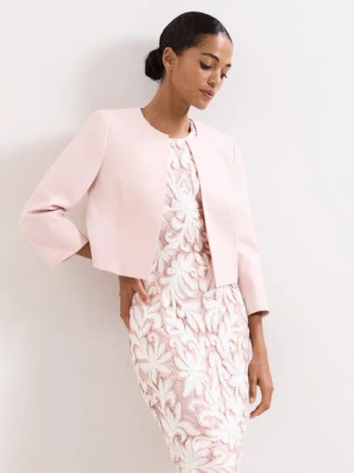 Phase Eight Elizabeth Cropped Round Neck Jacket In Pink