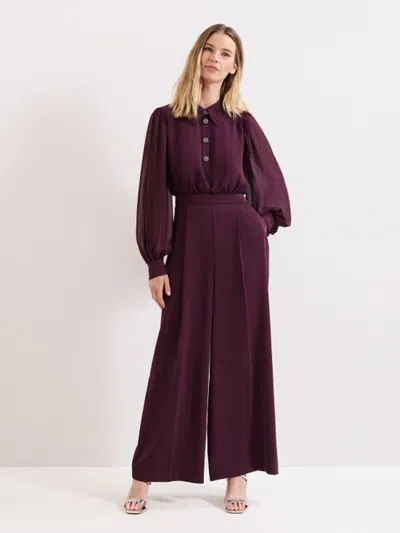 Phase Eight Emily Diamonte Button Jumpsuit In Burgundy
