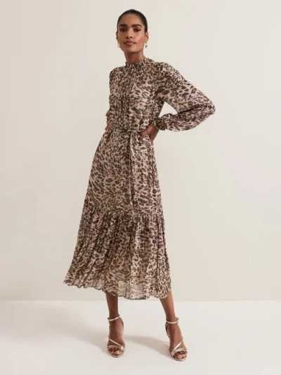 Phase Eight Eve Shimmer Leopard Print Midi Dress In Multi