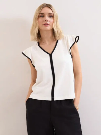 Phase Eight Fleur Ruffle Sleeve V-neck Top In White