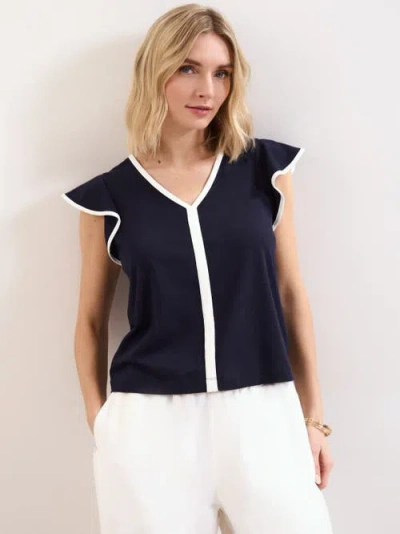 Phase Eight Fleur Ruffle Sleeve V-neck Top In Black