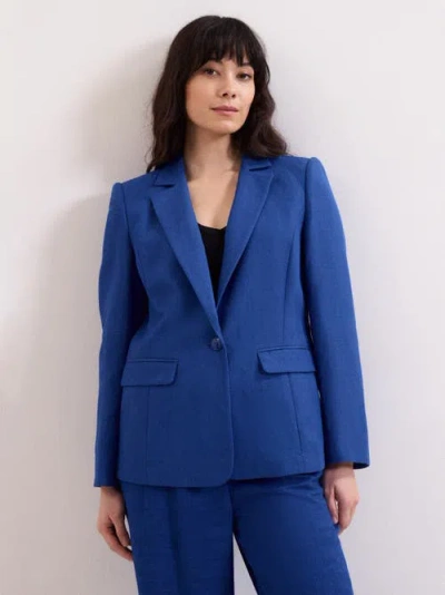 Phase Eight Floette Linen Blazer In Blue