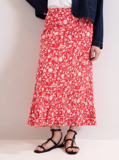 Phase Eight Floral Midi Skirt In Red