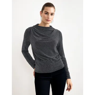 Phase Eight Frosty Sparkle Cowl Neck Top In Silver