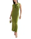 Phase Eight Womens Green Hallie Cowl-neck Satin Midi Dress In Green